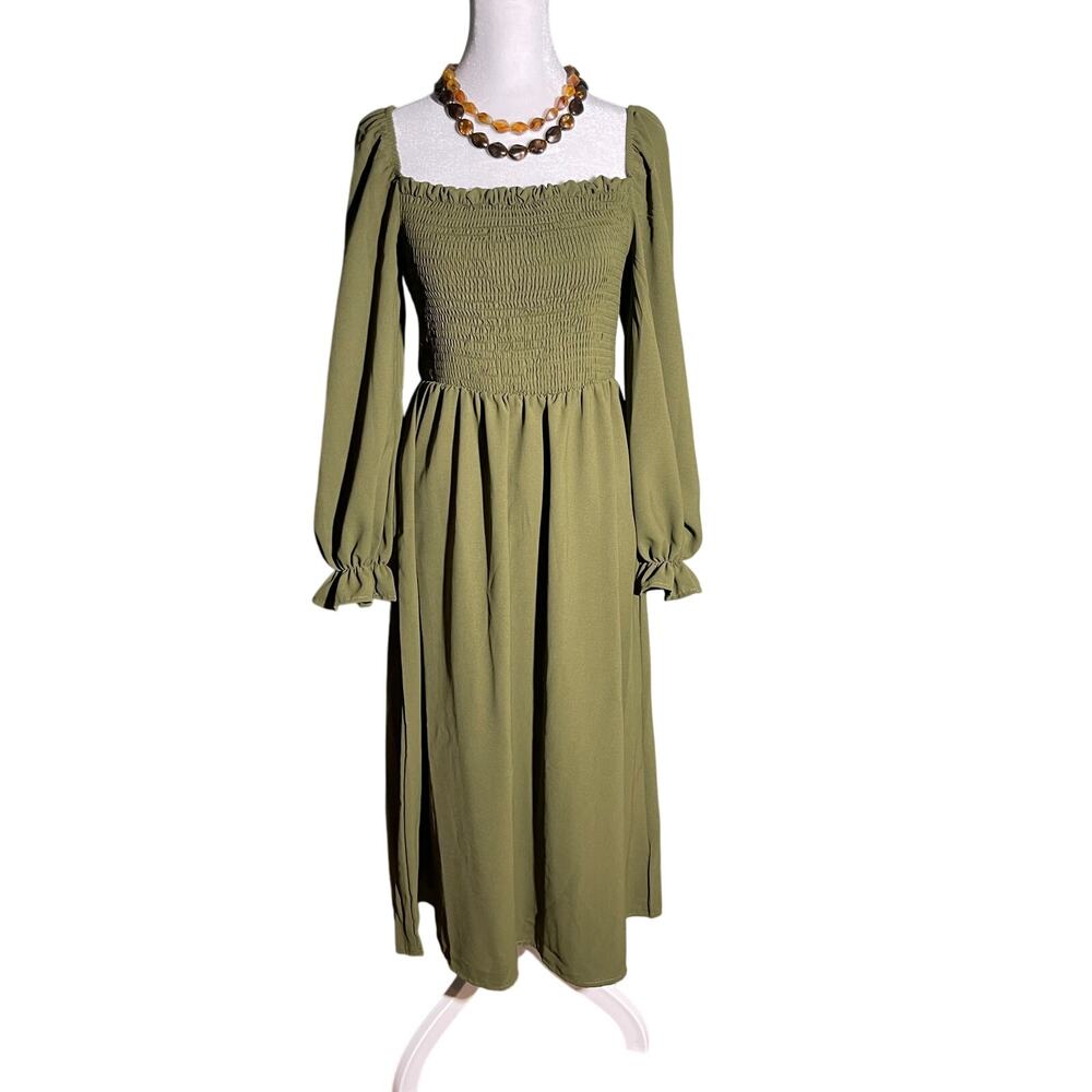 Womens bohemian forest green dress size sm-med